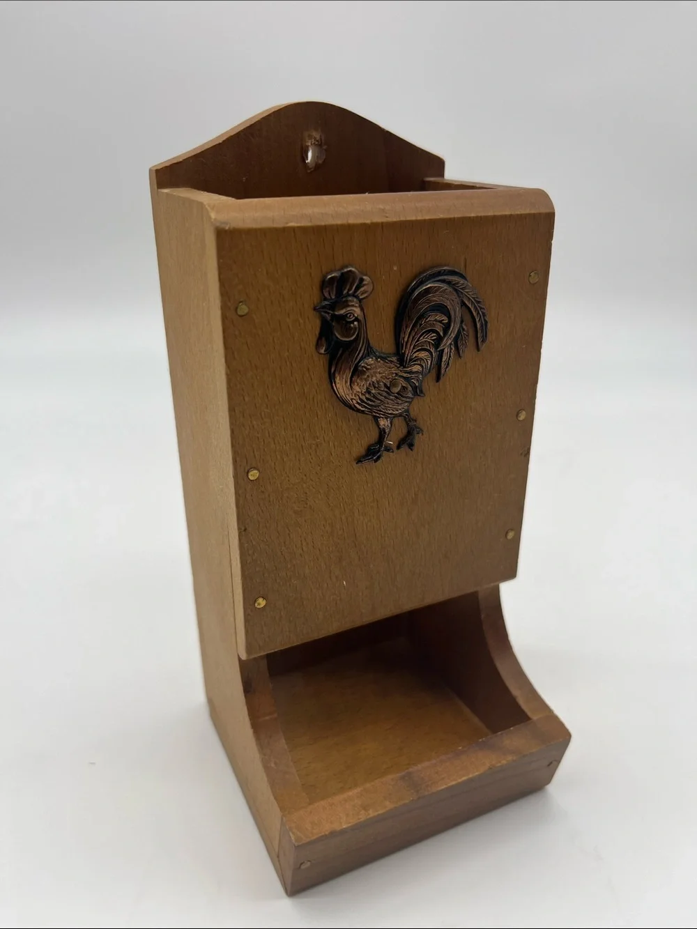 Vintage wooden Rooster matchbox holder